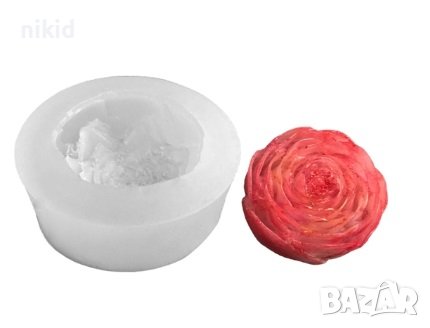 3d Затворен голям божур цвете силиконов молд дълбок шоколад гипс сапун свещ, снимка 4 - Форми - 37951376