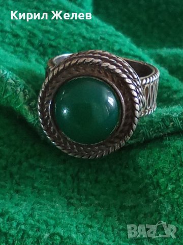 СРЕБЪРЕН СТАР 19 ВЕК ПРЪСТЕН с ГОЛЯМ ШЛИФОВАН КАМЪК ЗЕЛЕН АХАТ - СРЕБРО СТАРО ГРАДСКО БИЖУ 22478, снимка 18 - Антикварни и старинни предмети - 33046862