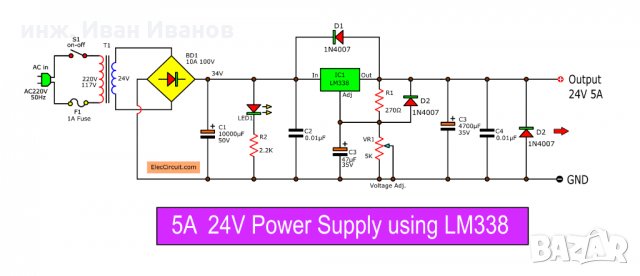Линеен регулируем стабилизатор на напрежение LM338T от 1.2V до 33V с ток до 5А, снимка 4 - Друга електроника - 35327937