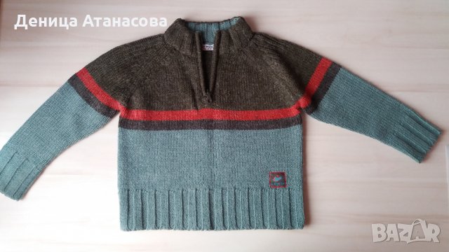 Жилетка с цип, пуловер Premaman, дебел шушлеков панталон и ръкавици за сняг размер 110, снимка 2 - Детски пуловери и жилетки - 31278985