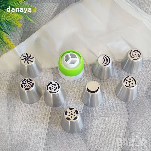 2667 Комплект големи накрайници за пош с адаптор и 3 торбички, снимка 3 - Прибори за хранене, готвене и сервиране - 35484789