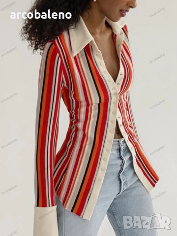 Дамска елегантна цветна риза с дълъг ръкав, 3цвята - 023, снимка 11 - Ризи - 42359122