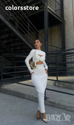 Дамска рипс рокля Rose white