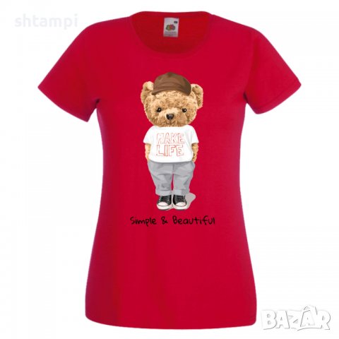 Дамска тениска bear Simple and Beautiful, Мече,Меченце,Животно, Играчка,Изненада,Подарък,Повод,, снимка 5 - Тениски - 37292157