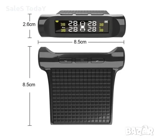 Уред за измерване налягането на гумите+ температурата, LCD дисплей, батерии, снимка 7 - Аксесоари и консумативи - 49749901