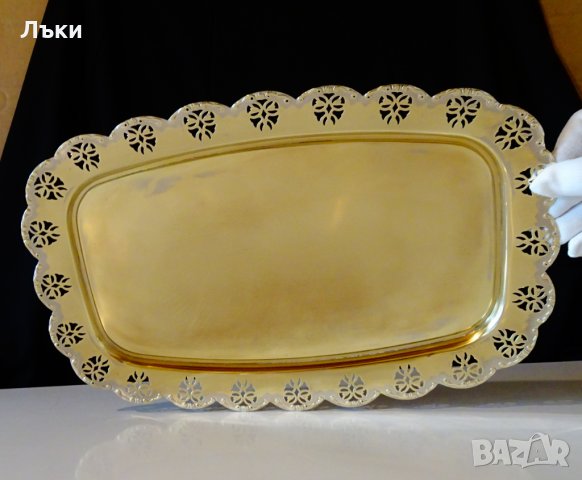 Поднос,плато от месинг,ажур,барок. , снимка 2 - Антикварни и старинни предмети - 31528813