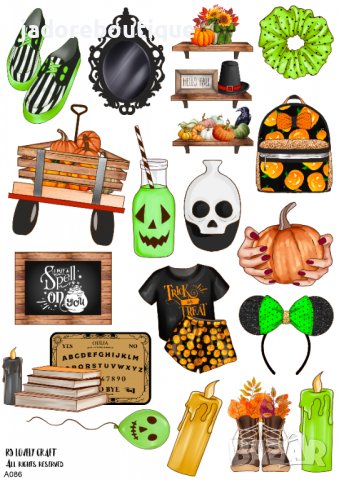 Скрапбук стикери за декорация планер halloween хелоуин самозалепващ лист А5 - различни видове, снимка 5 - Други - 38086615