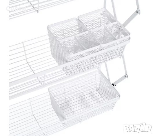 Рафт за врата FOLD IT, 3 кошници за съхранение, Сгъваеми, Бял, снимка 2 - Етажерки - 31087869