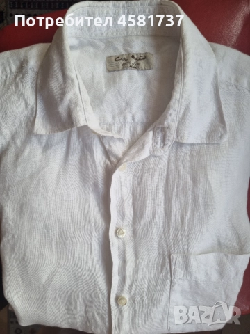 Бяла ленена мъжка риза Col Bleu, размер XL, снимка 9 - Ризи - 51758223