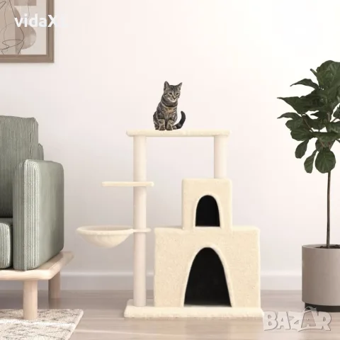 vidaXL Котешко дърво със сизалени стълбове, кремаво, 83 см, снимка 2 - За котки - 56146343