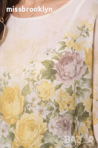 Туника “Sunny Floral Charm” – ефирна туника с жълти рози арт.5099, снимка 2 - Блузи с дълъг ръкав и пуловери - 55821170