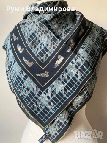 Квадратен шал/ кърпа за глава от коприна, сатен, вискоза, снимка 3 - Шалове - 52200212