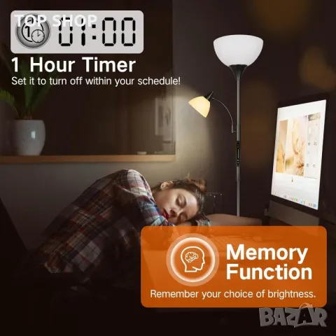 OUTON LED димируема подова лампа лампион със сензорно управление, дистанционно, приложение, снимка 5 - Лампи за стена - 49511657