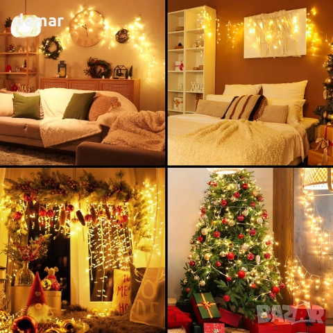 Коледни лампички Coanto Icicle за външно ползване, 400 LED, 10 м, 80 капки, 11 режима, дистанционно, снимка 8 - Декорация за дома - 52119186