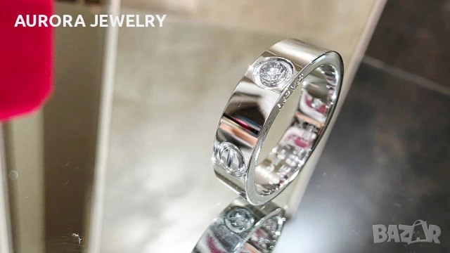 CARTIER Love White Gold 3 Diamonds Classic Model Пръстен