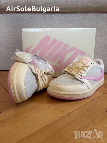Jordan 1 x Travis Scott Shy Pink Size EUR 41/ UK 7 Brand New With Box 📦 , снимка 2 - Маратонки - 55728487