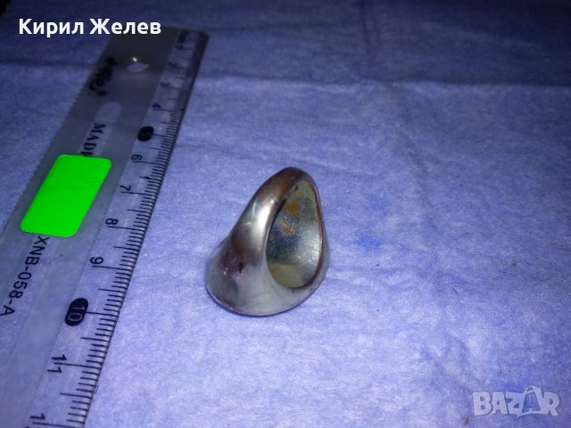 СТАР МАСИВЕН МОДЕН ПОСРЕБРЕН МЕДЕН АРТ ПРЪСТЕН с ШЛИФОВАН МИНЕРАЛ 36966, снимка 10 - Пръстени - 39709400