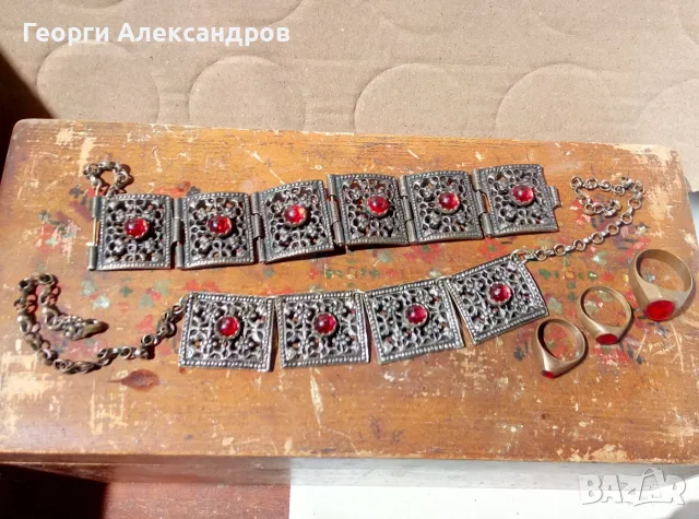 Лот БРОНЗОВИ ВЪЗРОЖДЕНСКИ НАКИТИ За ФОЛКЛОРНА НОСИЯ Майсторска Стара Ажурна Изработка с ПОСРЕБРЯВАНЕ, снимка 3 - Антикварни и старинни предмети - 55853524