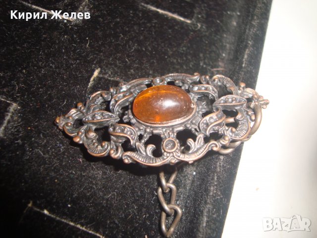 ВИНТИДЖ МЕДНА ВИСУЛКА с БАЛТИЙСКИ КЕХЛИБАР 11863, снимка 6 - Колиета, медальони, синджири - 30691332