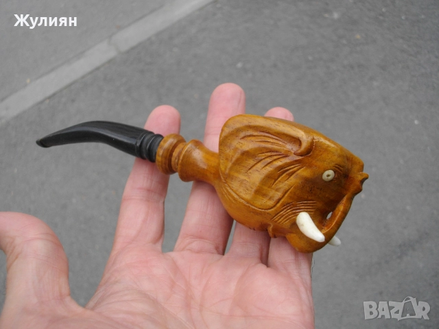 КОЛЕКЦИОНЕРСКА СТАРА ЛУЛА СЛОН ДЪРВОРЕЗБА БИВОЛСКИ РОГ , снимка 8 - Антикварни и старинни предмети - 51315883