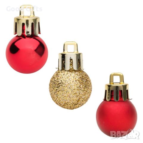 36 броя Комплект коледни топки, Червени и Златни, 2см, снимка 2 - Други стоки за дома - 42673307