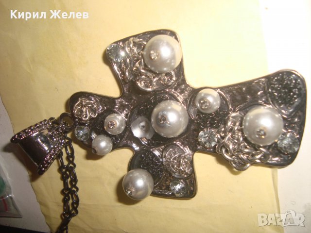 МОДЕН АРТ СРЕБРИСТ ПЕРЛЕН КРЪСТ МЕДАЛЬОН с ВЕРИЖКА 24303, снимка 8 - Колиета, медальони, синджири - 33953415