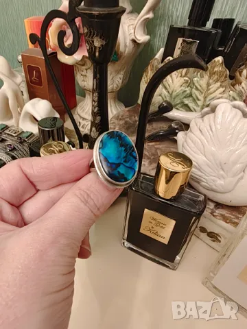 Старинен страхотен пръстен  със син седеф разпродажба, снимка 2 - Пръстени - 49744071