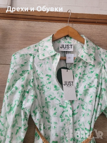 Рокля тип риза 100% памучна материя JUST , снимка 6 - Рокли - 51498455