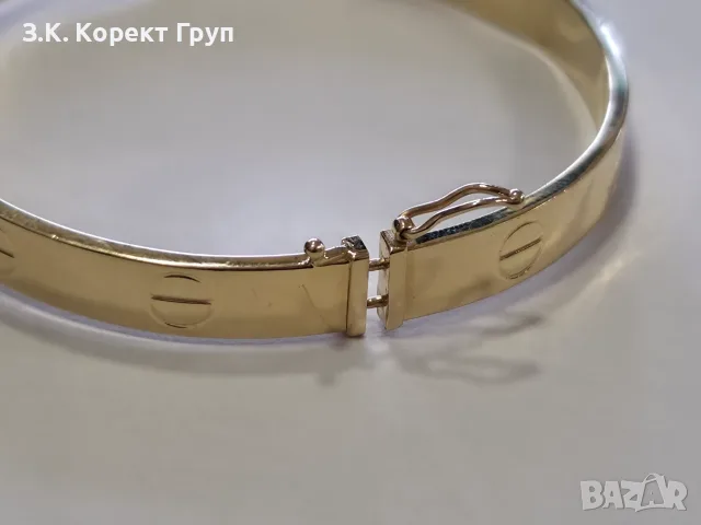 Твърда златна гривна модел Cartier – 14К (585) / 10.28 гр., снимка 4 - Гривни - 55852482