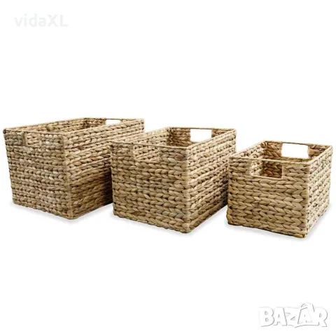 vidaXL Кошници за съхранение, 3 части, воден хиацинт