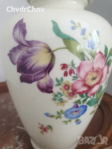 ALKA Bavaria Meissen 23см/АЛКА Бавария Майсен стара немска порцеланова ваза с капак-урна, снимка 4 - Вази - 55876499