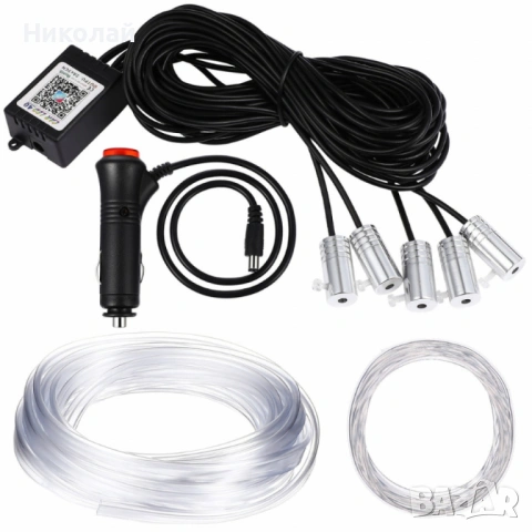 RGB LED интериорно осветление за автомобил – Bluetooth, музикален режим, снимка 4 - Аксесоари и консумативи - 53267536