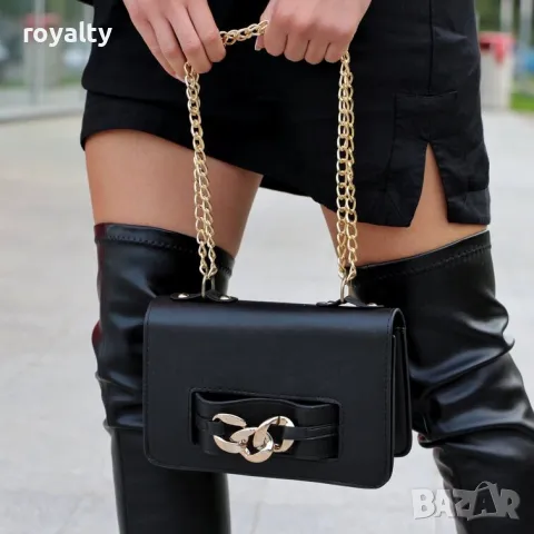 Дамска чанта - черна кожа