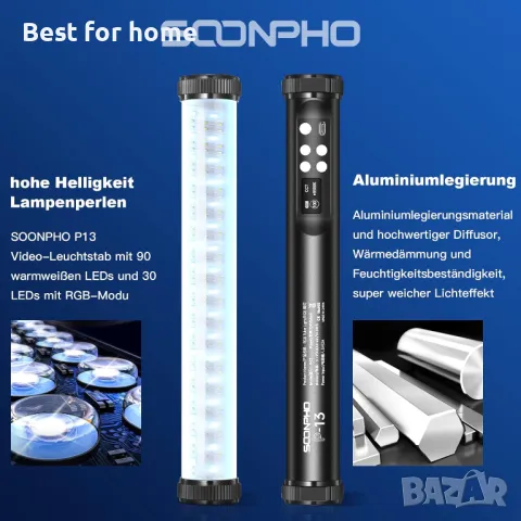  LED видео, фотографска светлина SOONPHO, снимка 7 - Светкавици, студийно осветление - 49845829