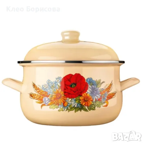 Емайлирана тенджера с капак, Brio Field Flowers, снимка 7 - Други стоки за дома - 49250196