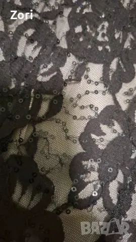 СТИЛНА черна рокля по тялото с дантела и черни пайети по нея, снимка 5 - Рокли - 47975159