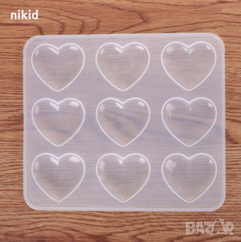 9 сърца сърце прозрачен силиконов молд форма фондан шоколад смола гипс украса, снимка 2 - Форми - 29997547