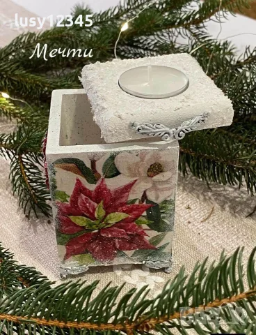 Поднос и свещник-Коледни звезди!🌺🌺🌺, снимка 4 - Декорация за дома - 56441482