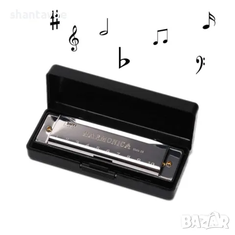 Класическа хармоника с 10 тона и кутия за съхранение