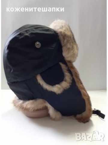 Заешка ушанка кафеникав косъм,лукс-54, снимка 4 - Шапки - 30979594