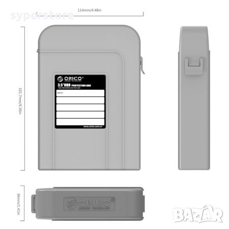 Защитна кутия, Протектор за Хард диск 3.5" HDD/SSD Orico PHI35-V1 Сива, снимка 3 - Друга електроника - 35550804