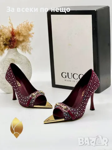 Gucci Елегантни Дамски Обувки С Кристали На Висок Ток Гучи - Различни Цветове Код SEM-483, снимка 2 - Дамски обувки на ток - 55872712