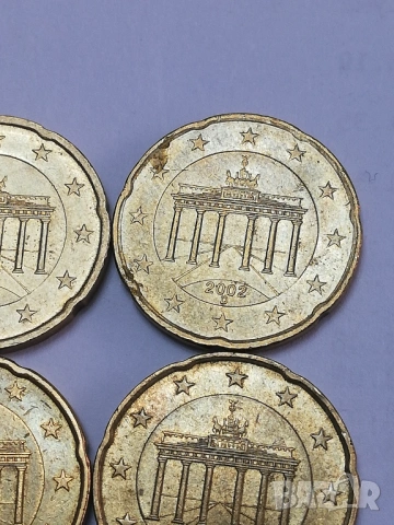 20 евро цента Германия-2002 г. букви A;D;G;J, снимка 3 - Нумизматика и бонистика - 53251511