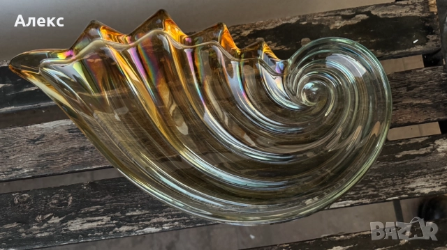Винтидж масивна фруктиера–цветно стъкло.