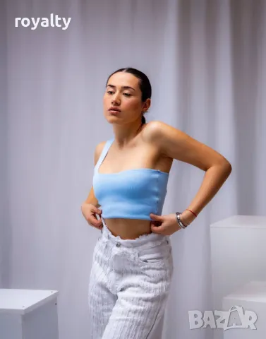 Син дамски топ , снимка 2 - Блузи с дълъг ръкав и пуловери - 49703038