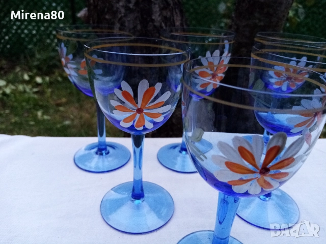 Сервиз за ракия - синьо стъкло, снимка 2 - Сервизи - 52172305