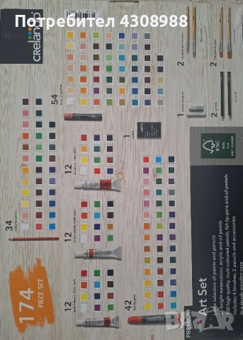 комплект за рисуване от 174 части в луксозен куфар, снимка 3 - Ученически пособия, канцеларски материали - 51506451