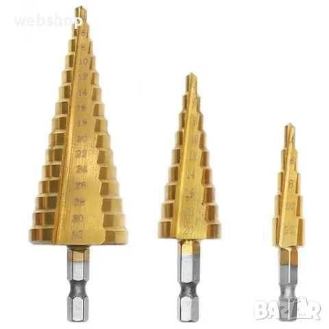 Стъпкови конусовидни свредла за пробиване кръгли дупки в дърво, пластмаса и метал, снимка 3 - Други инструменти - 47989467