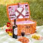 Кошница за пикник за четирима - включва прибори, чашки, чинийки и солнички, снимка 1 - Хладилни чанти - 36594174