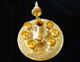 Старинен бронзов сервиз за ракия,клетъчен емайл., снимка 11